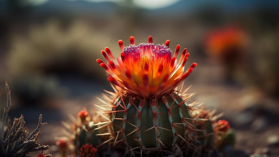Cactus with Orange Flower